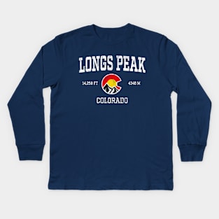 Longs Peak Colorado 14ers Vintage Athletic Mountains Kids Long Sleeve T-Shirt